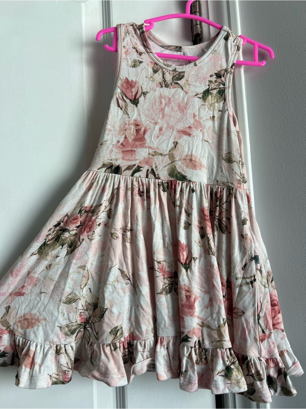 Posh Peanut Pink Floral Ruffle Tiered Dress
